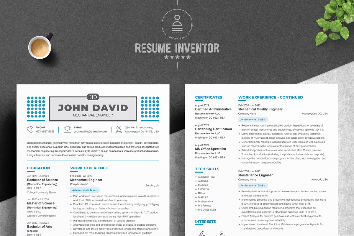 Stylish Resume and CV Templates, a Resume Template by ResumeInventor (Photo 2 of 6)