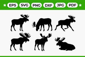 Moose Silhouette Vector Bundle, an Object Graphic by Artonix