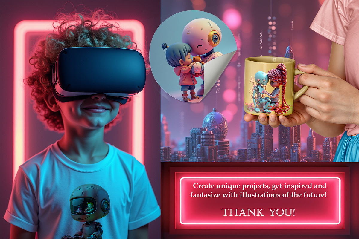 Robots and children illustrations, a Person Illustration by AG Mockups (Photo 6 of 6)
