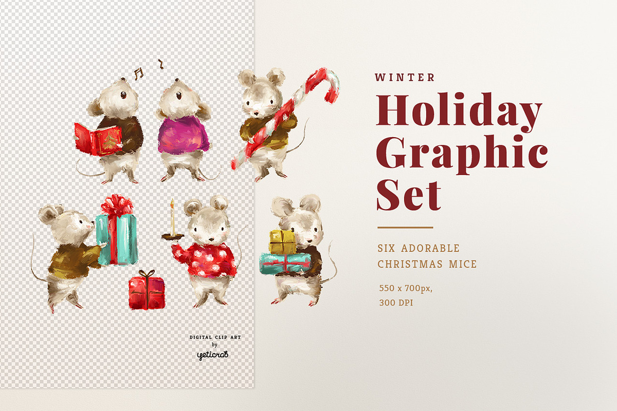 Floral Christmas & Merry Mice, an Animal Illustration by Yeticrab (Photo 5 of 7)