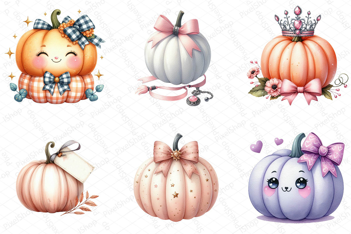 Halloween Coquette Pumpkin Clipart, an Illustration by DreamPrint404 (Photo 3 of 5)