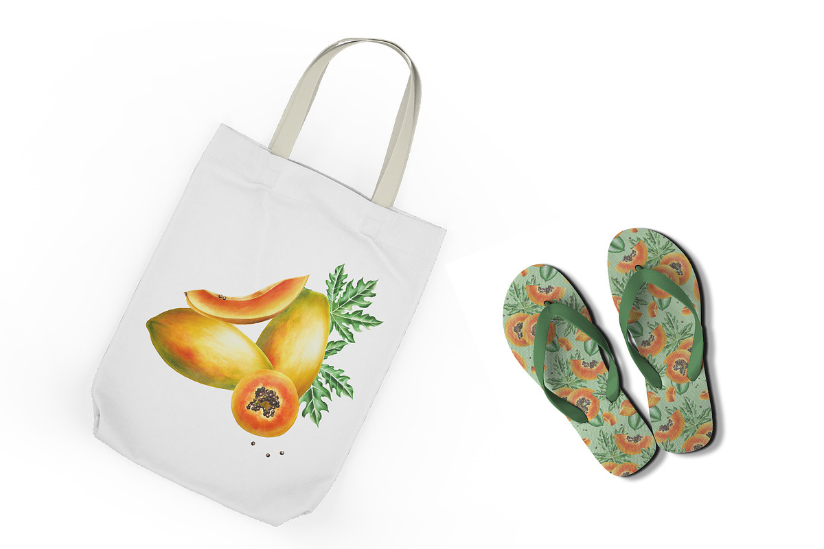 Papaya clipart in botanical style, a Food Illustration by Navenzeles (Photo 9 of 12)