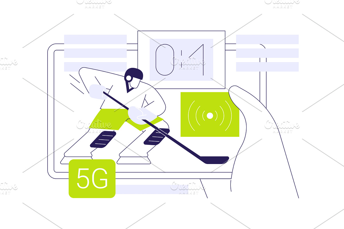 5G sports broadcasting isolated, a Technology Illustration by Visual Generation