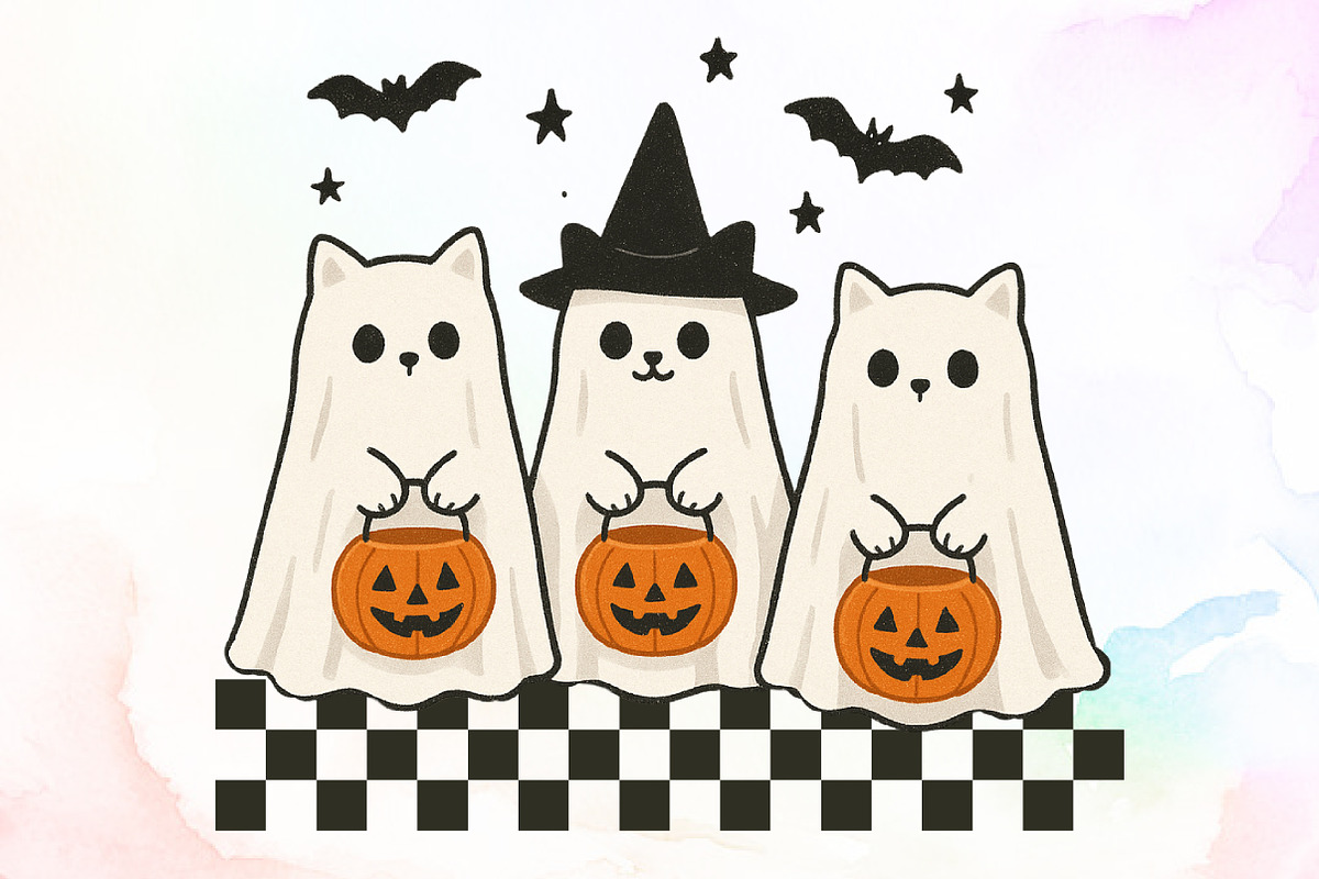 Ghost Spooky Cat Pumpkin Halloween P, an Illustration by Sublimation Artist (Photo 1 of 9)
