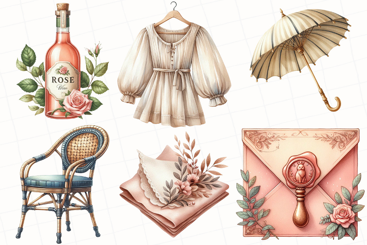 Watercolor Parisian Summer Clipart, an Illustration by OK Design (Photo 5 of 5)