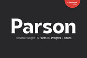 Parson Family - 14 Font, a Sans Serif Font by Genetype (Thumbnail 1 of 8)