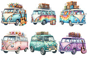 Hippie Car for Summer Watercolor PNG, an Illustration by Pixels.Craft (Thumbnail 7 of 8)