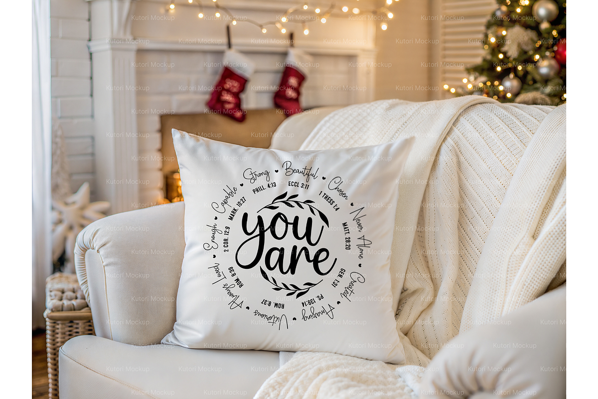 Holiday Living Room Pillow Scene, a Product Mockup by MockupWizard (Photo 5 of 5)