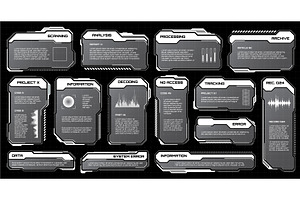 White futuristic HUD, UI elements, a Technology Illustration by 32pixels