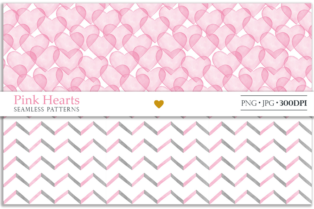 Pink hearts seamless patterns, a Pattern Graphic by Luba Vega (Photo 2 of 9)