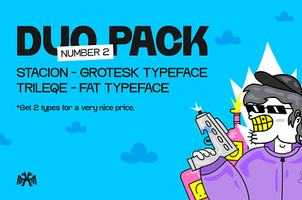 Trileqe + Stacion (Duo Font Pack), a Sans Serif Font by Kulturë Type