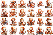 Whimsical Summer Octopus Clipart, an Illustration by designcity5 (Thumbnail 2 of 5)