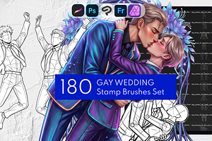 180 Gay Wedding Procreate Stamps