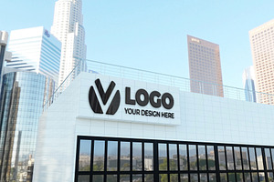 3d Logo Mockup In Building