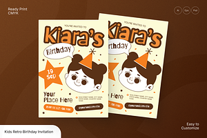 Kids Retro Birthday Invitation, a Flyer Template by Annora Studio