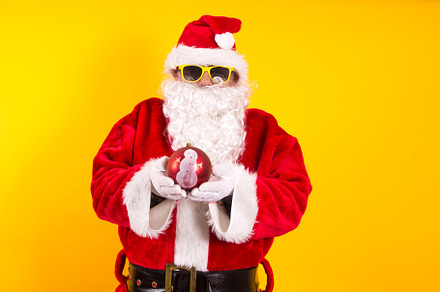 Santa claus with christmas ball stock photo containing santa and claus