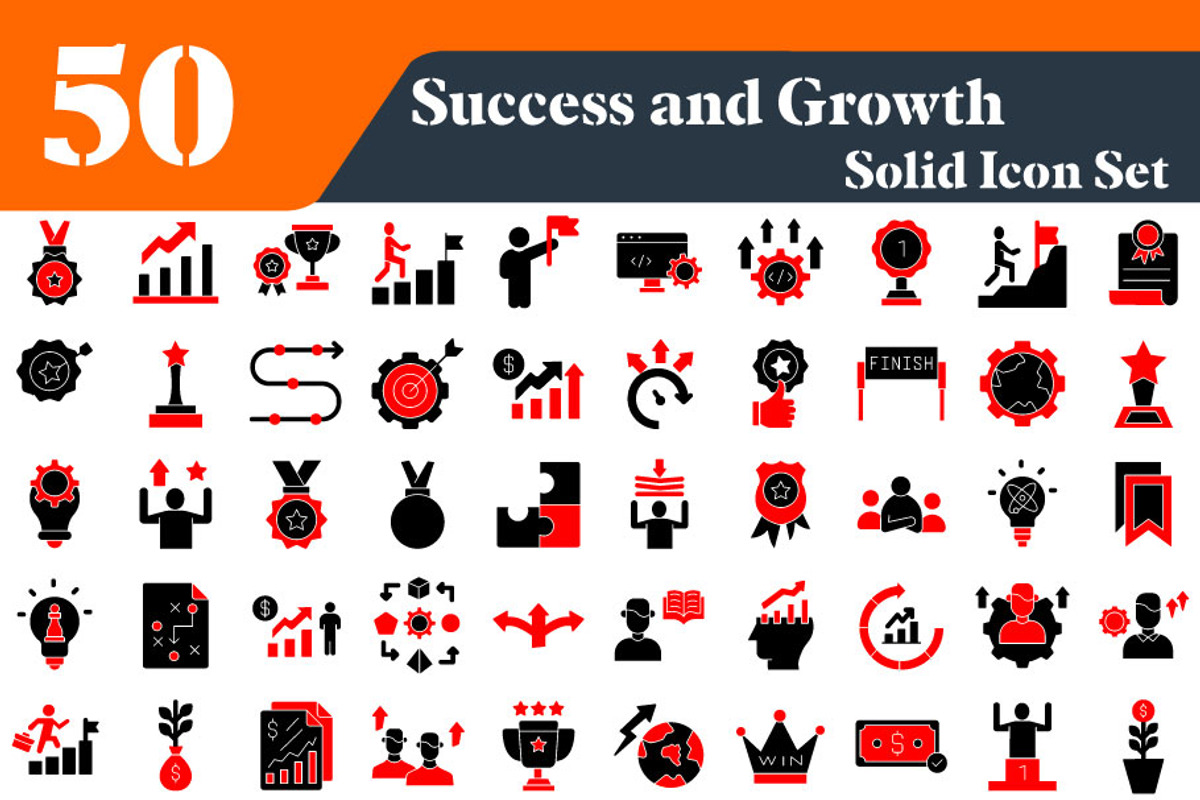 Success and Growth Solid Icons, a Solid Icon by EllaMaiyaali (Photo 1 of 2)