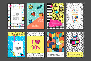 Cards, posters. Trendy design 80-90s, a Brochure Template by ExpressShop