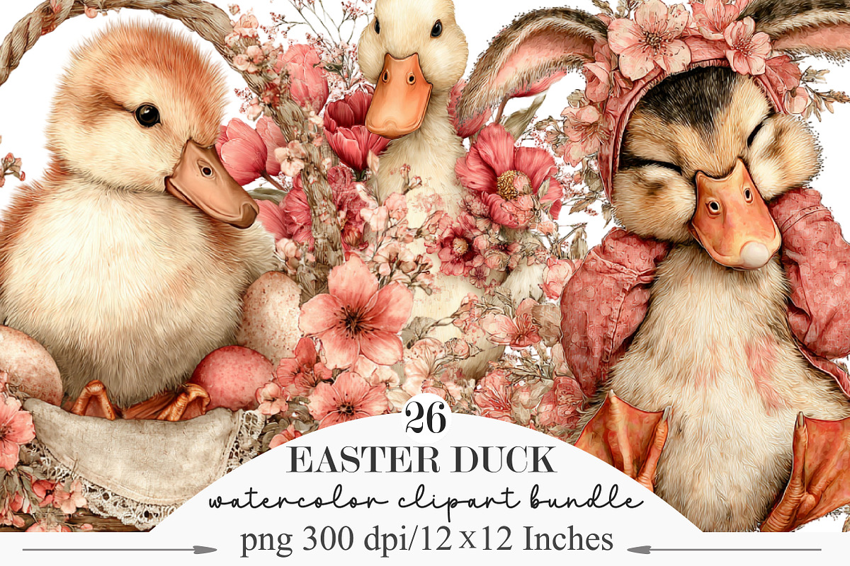 Easter Duck Whimsical Clipart, an Illustration by Designking (Photo 1 of 5)
