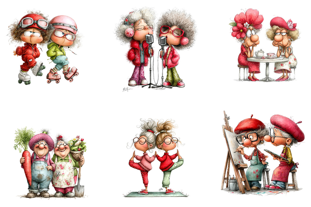 Funny Grandma Best Friends, a Seasonal Illustration by CreationArt (Photo 5 of 5)