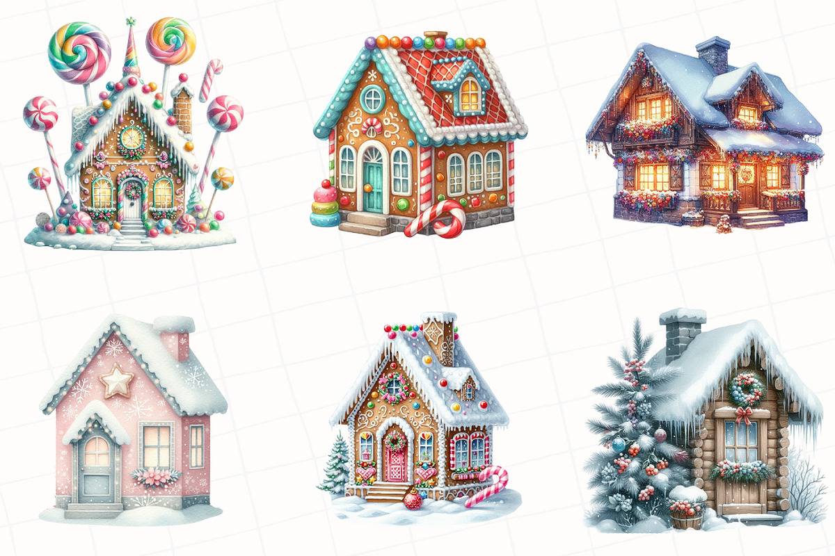 Watercolor Christmas House Clipart, an Illustration by OK Design (Photo 4 of 5)
