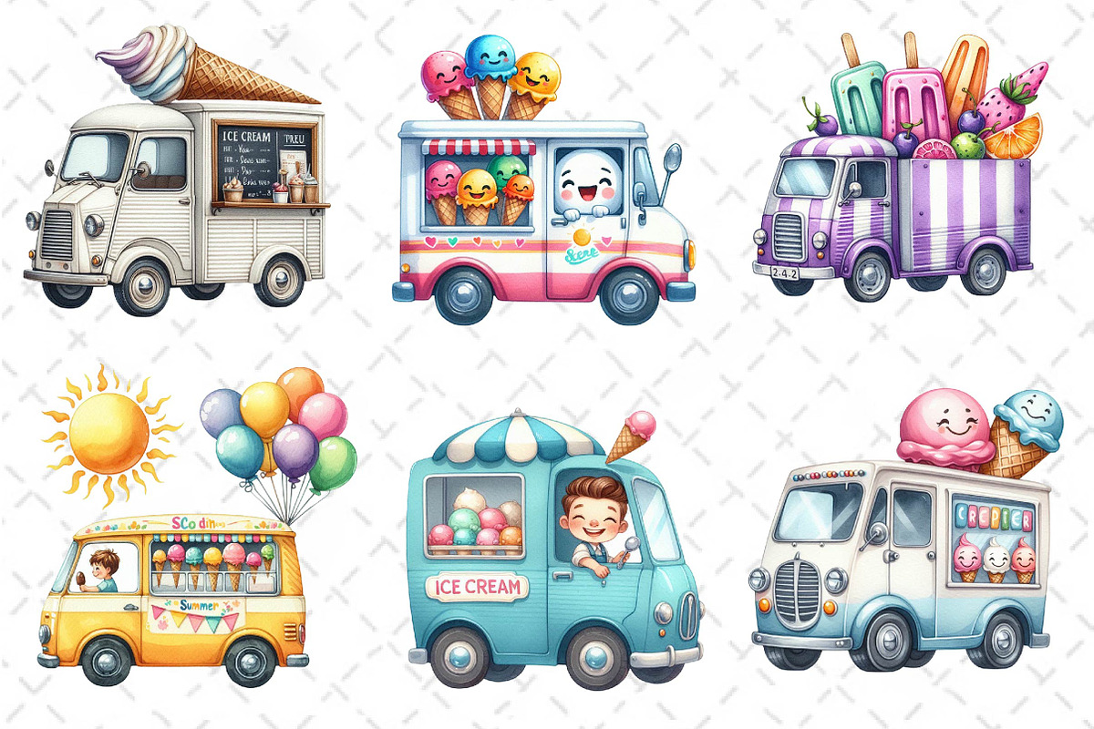 Summer Ice Cream Truck Clipart, an Illustration by Dream Creation (Photo 5 of 6)