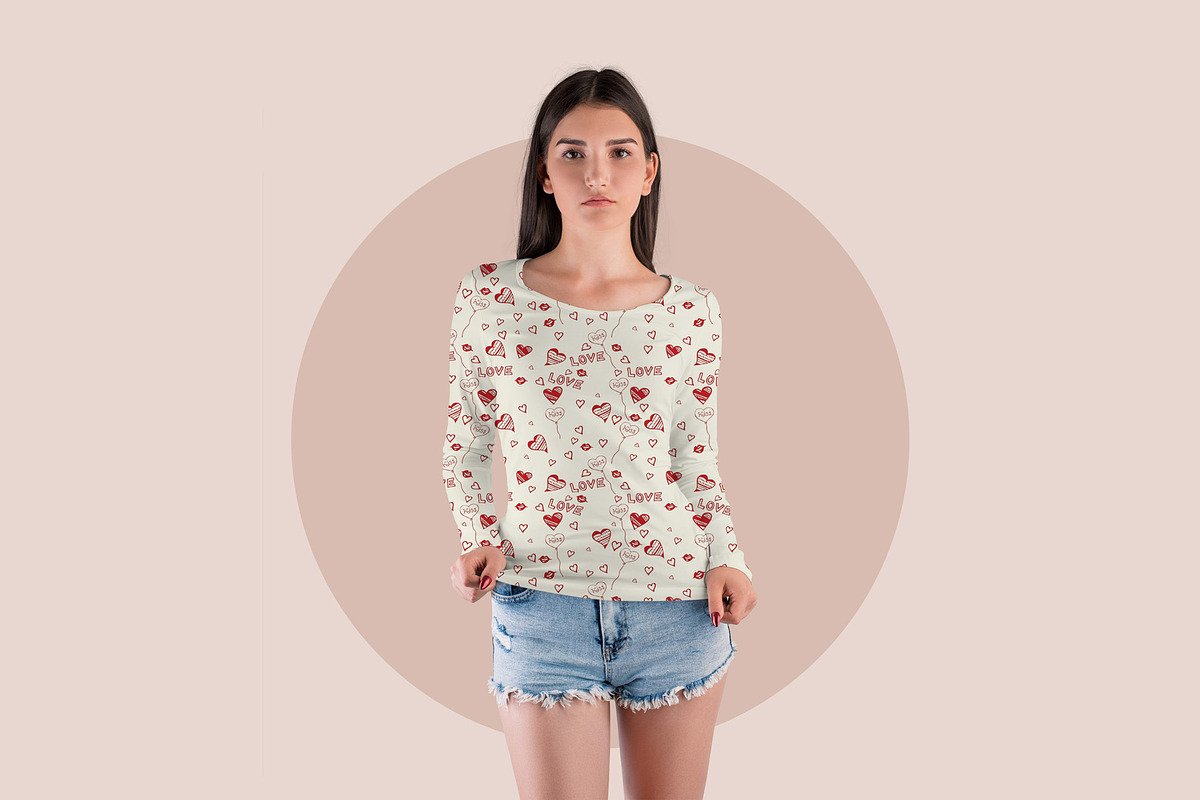Long Sleeve Woman T-Shirt MockUp, a Shirt Mockup by PSD Market (Photo 7 of 11)