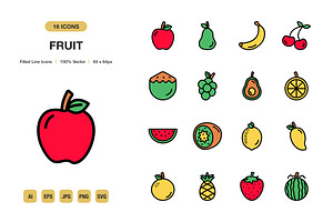 Fruit Color Icons, an Icon by Spacepixel Creative