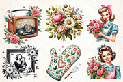 Retro Mother's Day Clipart, an Illustration by DreamCafeArt (Thumbnail 2 of 4)