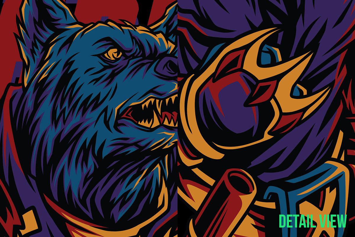 Eclipse Warrior Mutant Illustration, an Animal Illustration by badsyxn (Photo 3 of 5)