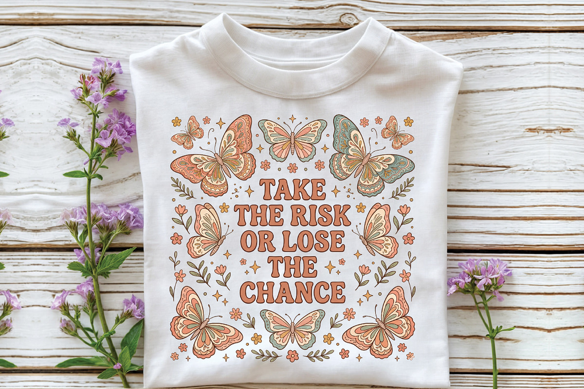 Boho Retro Butterfly PNG Sublimation, an Object Illustration by CraftArtStudio (Photo 2 of 4)