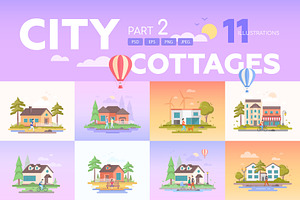 Peaceful landscapes with cottages