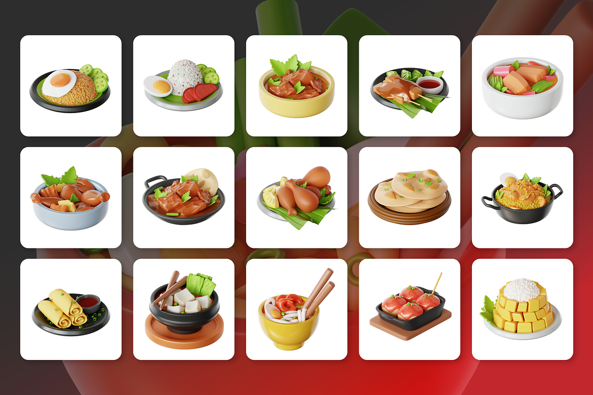 3D Asian Food Icon Set, a Food & Drink 3D Model by Flat Icons (Photo 8 of 8)
