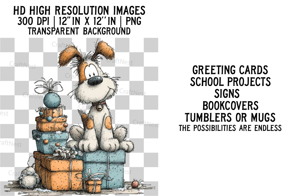 Whimsical Christmas Dog Clipart, an Illustration by Craft Nest (Photo 2 of 6)