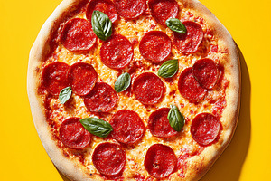 Fresh pepperoni pizza topped with, a Food & Drink Photo by MistyDay