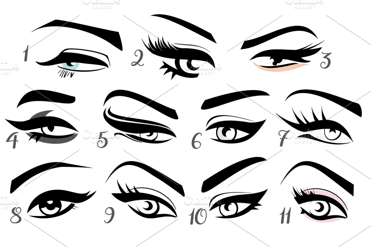 Black Lashes Vector eyes set, an Illustration by esylvia (Photo 2 of 3)