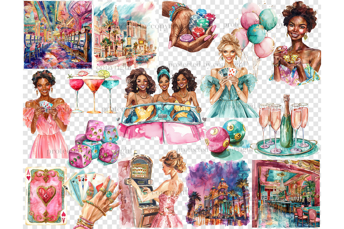 Las Vegas Girls Trip Clipart, a Person Illustration by GlamArtZhanna (Photo 6 of 6)