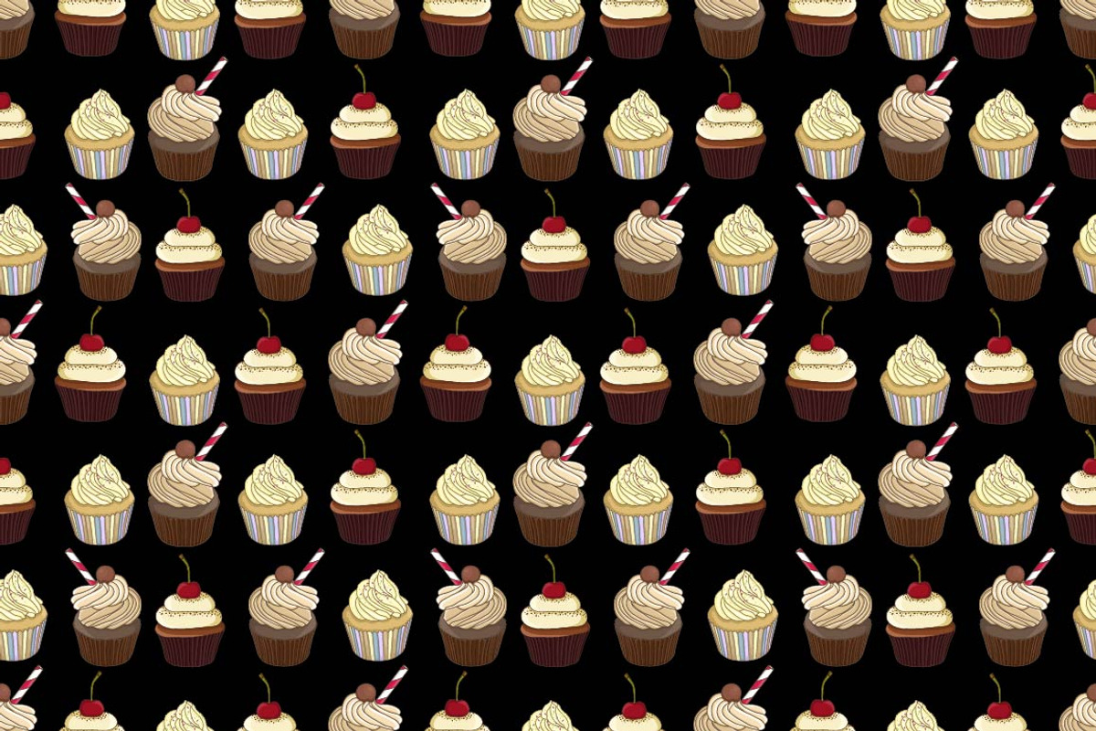 Vector set with cupcakes, a Background Graphic by lycka (Photo 4 of 6)