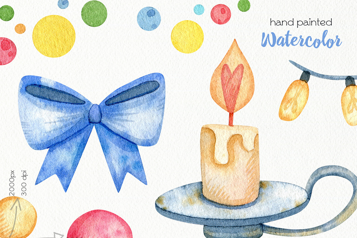 Watercolor Christmas Bulls Clipart, a Decorative Illustration by OllyKo Art (Photo 6 of 8)