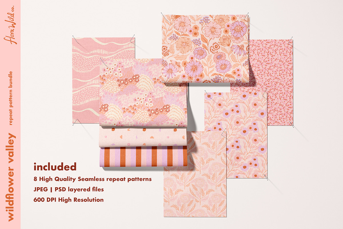 Wildflower Valley seamless patterns, a Pattern Graphic by Flora Wild Designs (Photo 6 of 7)