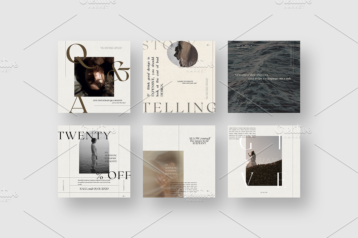 Beautiful Instagram Post Templates, a Templates & Theme by Captured ...