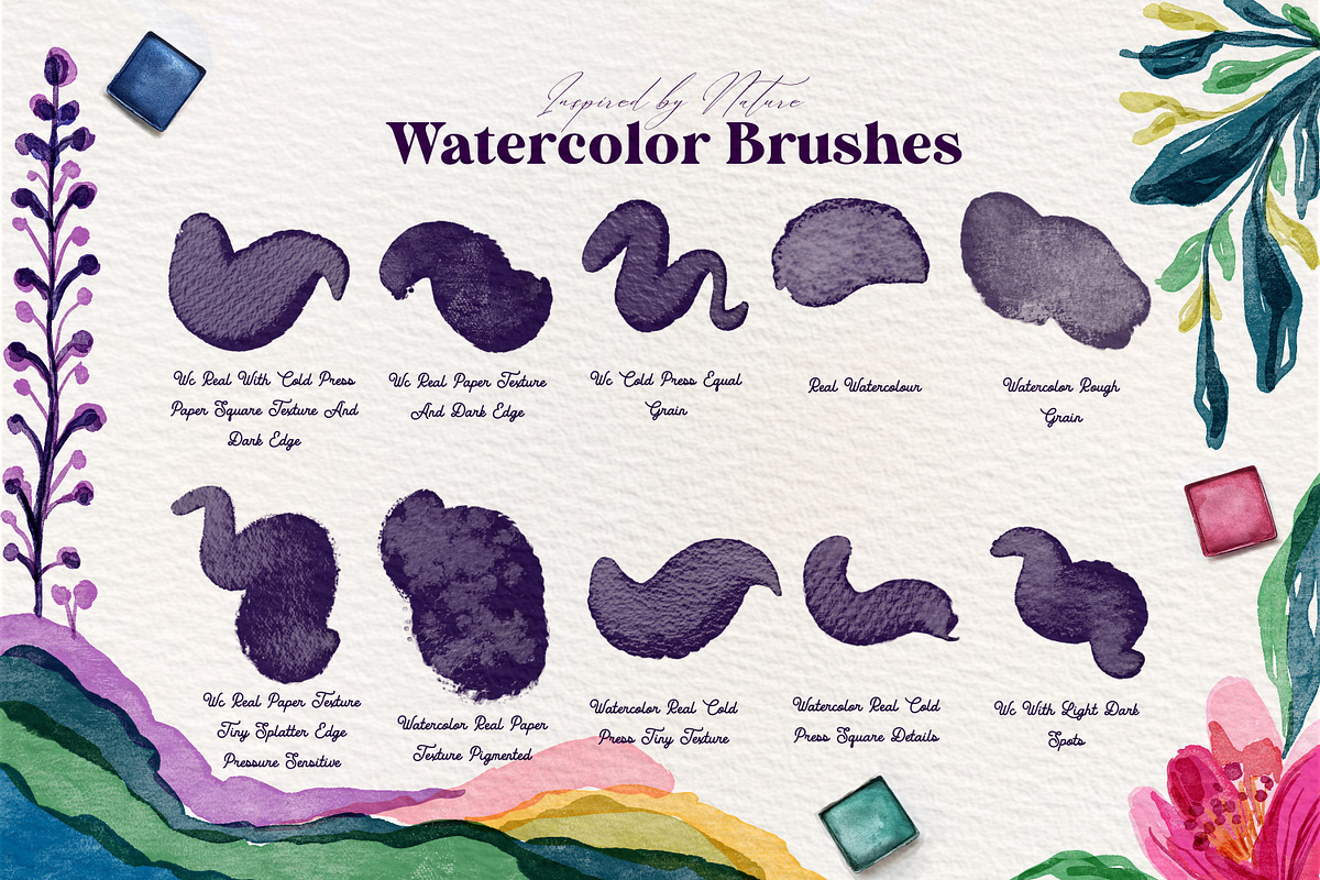 Super Natural Watercolour Brushes, a Brush Add-On by ArtstudioByKhushbu (Photo 3 of 12)