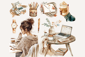 Autumn Cozy Planner Clipart