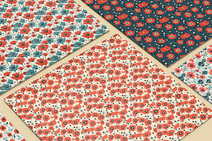 20 Seamless Poppy Flowers Patterns