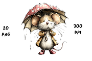 Whimsical Spring Rainy Mouse, an Animal Illustration by GiraffeCreative (Thumbnail 2 of 20)