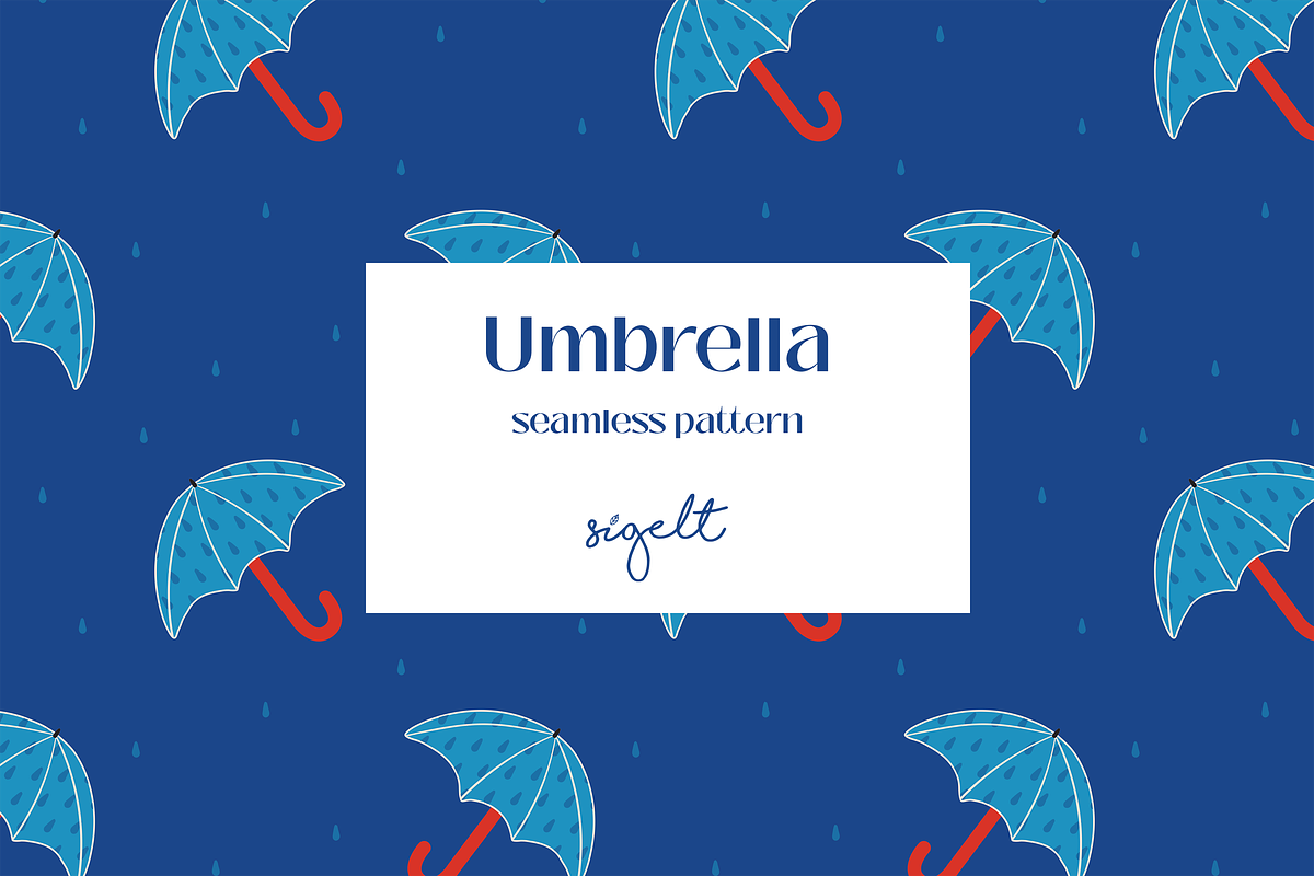 Blue umbrella autumn pattern, a Pattern Graphic by Sigelt (Photo 1 of 7)