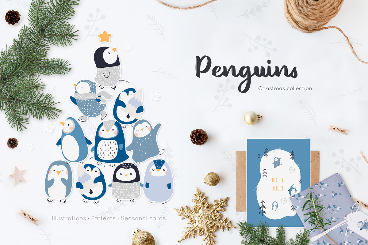 Penguins.Christmas collection, an Animal Illustration by AfonshinaArt (Photo 1 of 9)