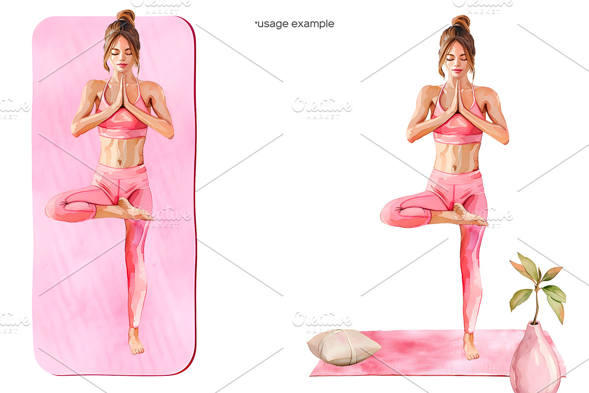 Watercolor yoga clipart. Yoga poses, a Healthcare Illustration by Art and Funny (Photo 6 of 8)