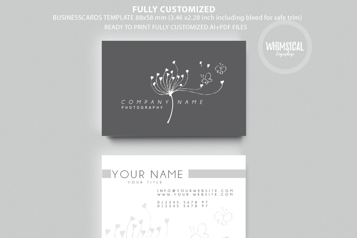 Feminine Dandelion logo+businesscard, a Branding & Logo Template by Whimsical Logoshop (Photo 2 of 2)