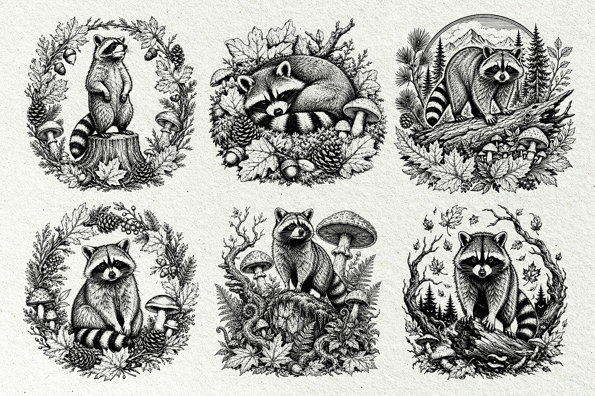 Woodland Raccoon SVG Graphics, an Animal Illustration by DENIDigitalArtSudio (Photo 2 of 8)